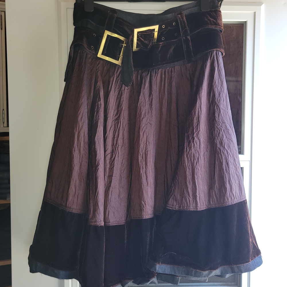 Popsy Brown A-Line Skirt with Gold Buckle Size XL